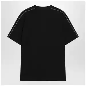 Burberry Cotton T-shirt with Check trim in black