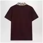 Burberry Cotton polo shirt with Check collar in vineyard red