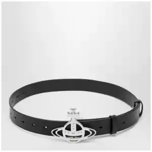 Vivienne Westwood Leather belt with Orb buckle in black