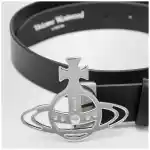 Vivienne Westwood Leather belt with Orb buckle in black