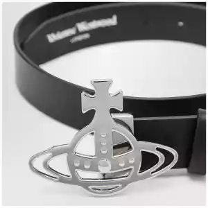 Vivienne Westwood Leather belt with Orb buckle in black