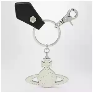 Vivienne Westwood Hammered Orb keyring in hammered iron, silver
