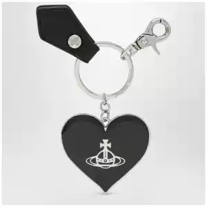 Vivienne Westwood Mirror Heart Orb heart keyring in iron, black