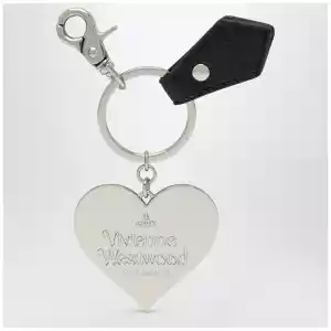Vivienne Westwood Mirror Heart Orb heart keyring in iron, black