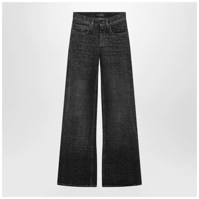 Balenciaga Black washed jeans with jacquard logos