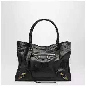 Balenciaga Le City small lambskin leather tote bag in black