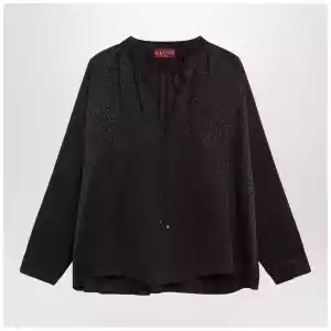 GUCCI Brown jacquard silk shirt with clamps