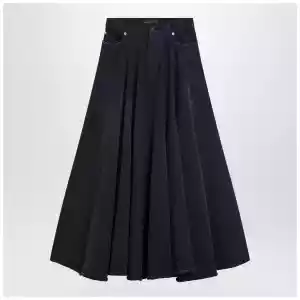 Balenciaga Navy blue maxi godet denim skirt