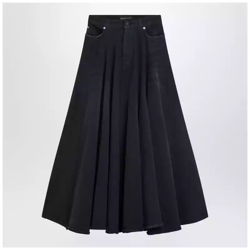 Balenciaga Navy blue maxi godet denim skirt