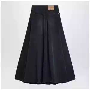 Balenciaga Navy blue maxi godet denim skirt