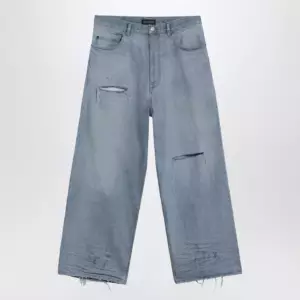 Balenciaga Light blue baggy jeans with rips