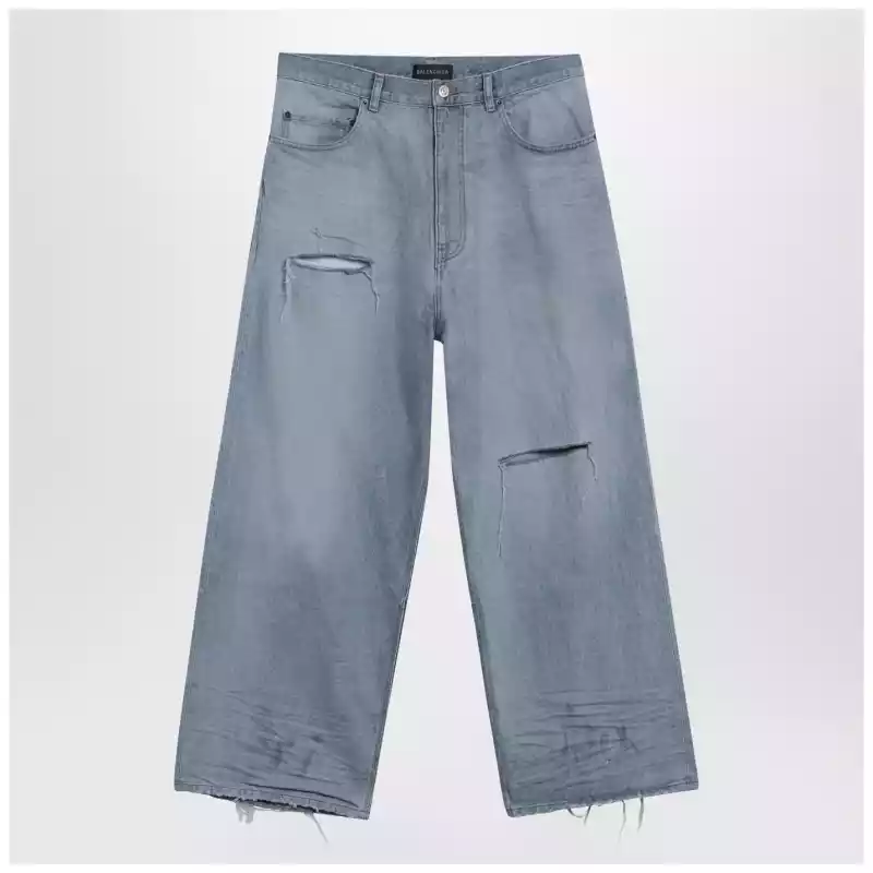 Balenciaga Light blue baggy jeans with rips
