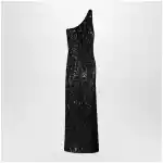 GUCCI Long jersey dress with crystal embroidery in black