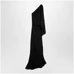 GUCCI Long one-shoulder dress in black viscose jersey