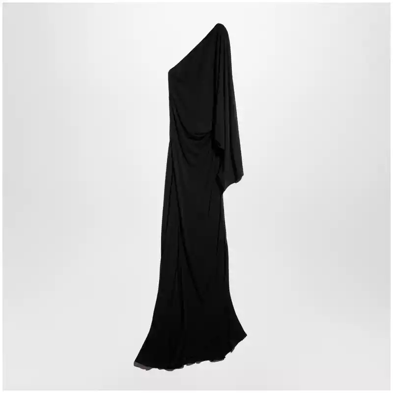 GUCCI Long one-shoulder dress in black viscose jersey
