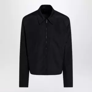 GUCCI Zip jacket in cotton and acetate faille, black