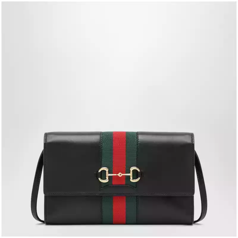 867120AAGOQ_S_GUC-1057.a Black Gucci Horsebit Web wallet with strap