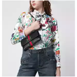 Black Gucci Horsebit Web wallet with strap