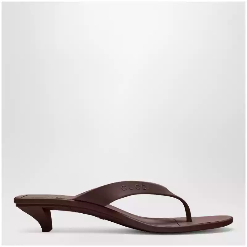 GUCCI Vittoria Brown Rubber Flip-Flops