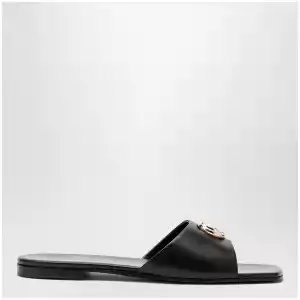 GUCCI Black nappa leather Double G slides