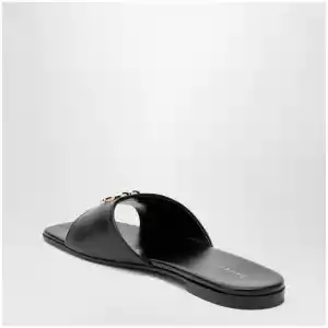 GUCCI Black nappa leather Double G slides