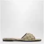 GUCCI Double G slides in beige sand GG canvas