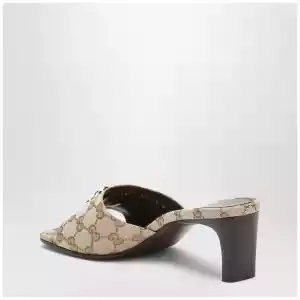 GUCCI Double G slider sandals in GG canvas in vintage sand
