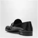 GUCCI Lugano black leather loafer with silver Horsebit