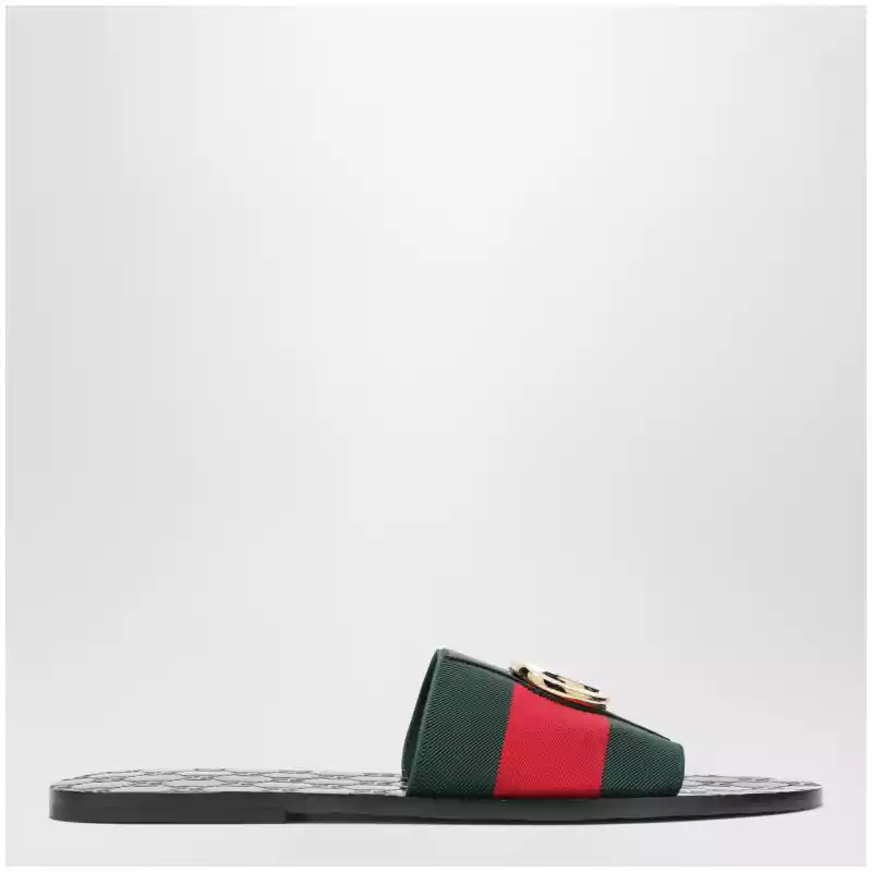 GUCCI Black leather Riviera slides
