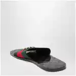 GUCCI Black leather Riviera slides