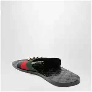 GUCCI Black leather Riviera slides