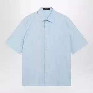 GUCCI GG cotton poplin short-sleeve shirt in light blue