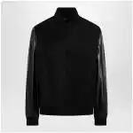 GUCCI Fabric bomber with nappa leather sleeves, black