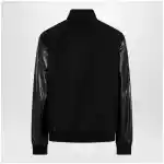 GUCCI Fabric bomber with nappa leather sleeves, black