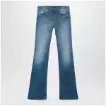 GUCCI Low-rise flare jeans with Horsebit in blue denim