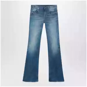 GUCCI Low-rise flare jeans with Horsebit in blue denim