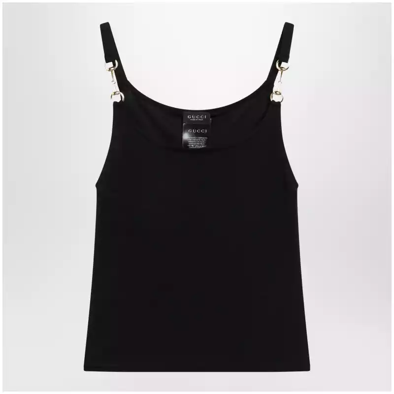 GUCCI Viscose crêpe jersey top with Horsebit detail in black