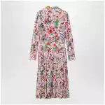 GUCCI Flora print silk shirt dress in pink multicolor