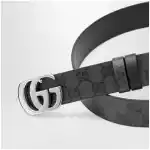 GUCCI Cut GG Marmont reversible GG canvas and leather belt, black