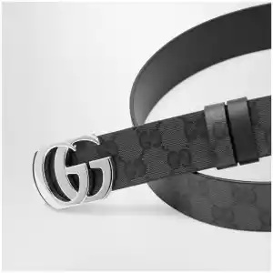 GUCCI Cut GG Marmont reversible GG canvas and leather belt, black