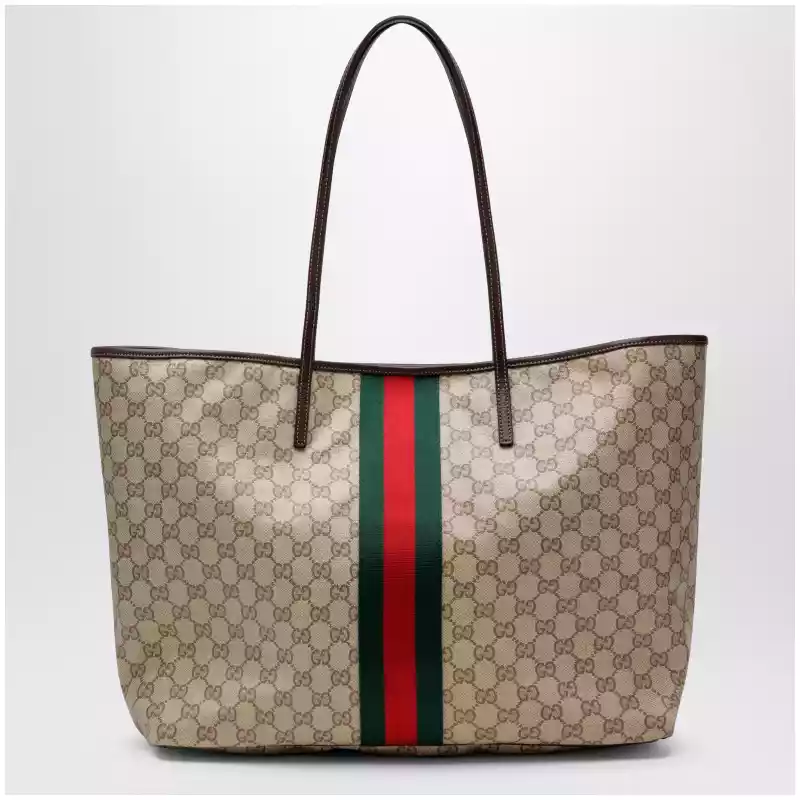 GUCCI Large Tribeca shopping tote in GG canvas, brown