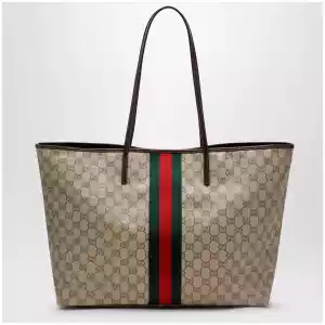 GUCCI Large Tribeca shopping tote in GG canvas, brown