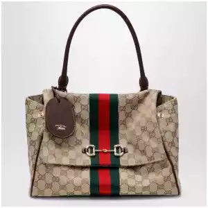 GUCCI Medium Paparazzo top-handle bag in GG canvas, brown