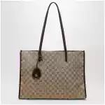 GUCCI Large London shopping bag in beige sand GG fabric