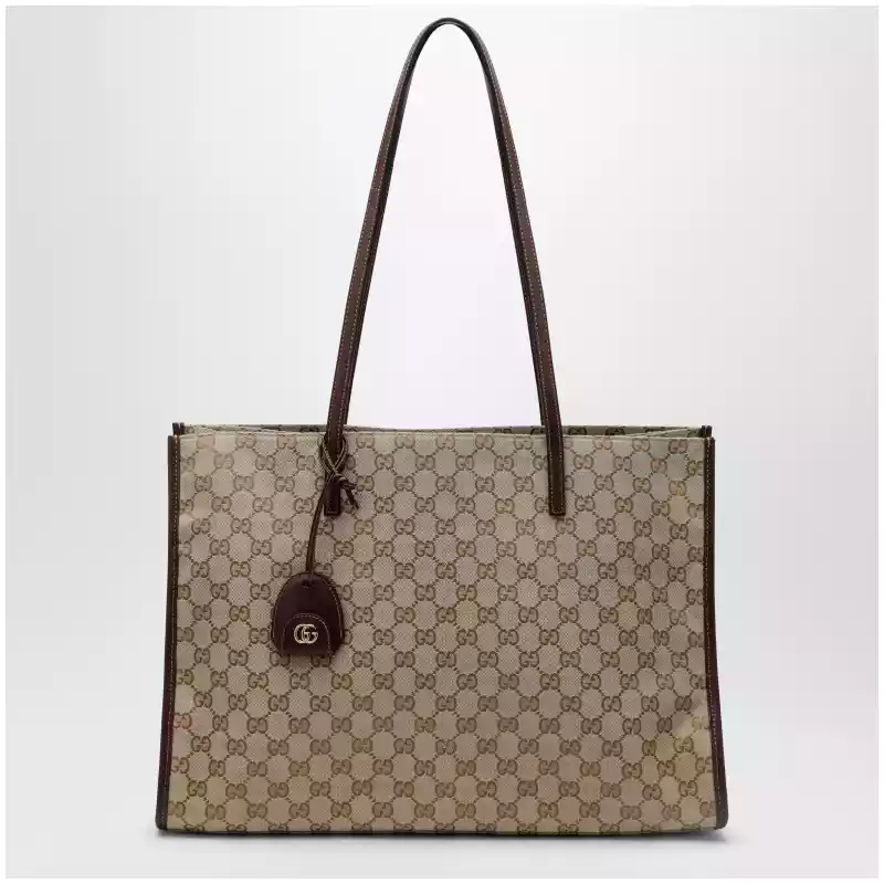 875056FAF8N_T_GUC-9651.a GUCCI Large London shopping bag in beige sand GG fabric