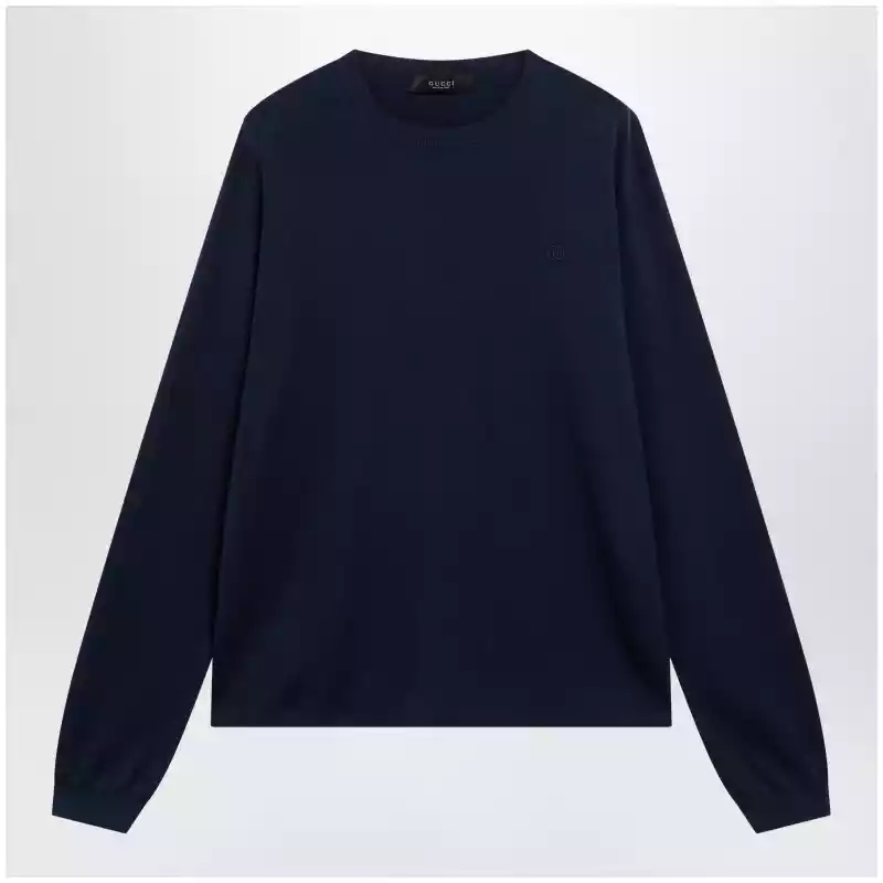 GUCCI Ink blue silk and cotton sweater