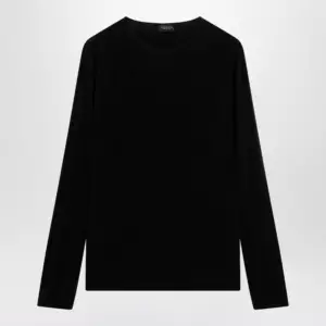GUCCI Black crew-neck knit in viscose blend