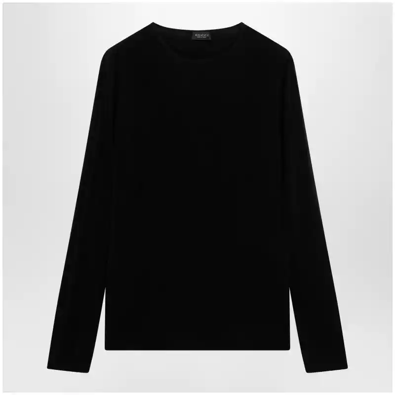 GUCCI Black crew-neck knit in viscose blend
