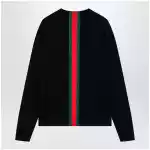 GUCCI Knitted cotton sweater with Web ribbon