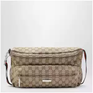 GUCCI Tag medium GG canvas crossbody bag in sand/brown